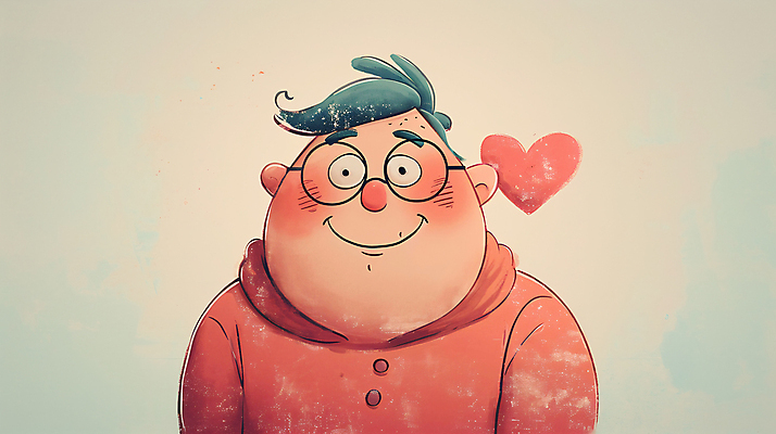 JPG 남자 일러스트 사랑 한명 상반신 성인 하트 디지털합성 아저씨 이웃 성인남자한명만 안경낌 편집소스 국내일러스트 AI일러스트 AI콘텐츠 모양 1 감정 안경 사람 남자한명만 성인남자만 파일형식