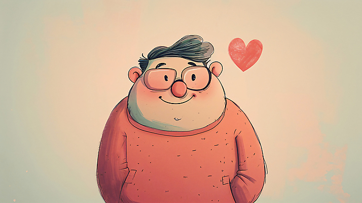 JPG 남자 일러스트 사랑 한명 상반신 성인 하트 디지털합성 아저씨 이웃 성인남자한명만 안경낌 편집소스 국내일러스트 AI일러스트 AI콘텐츠 모양 1 감정 안경 사람 남자한명만 성인남자만 파일형식