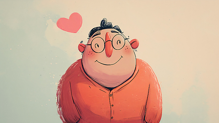 JPG 남자 일러스트 사랑 한명 상반신 성인 하트 디지털합성 아저씨 이웃 성인남자한명만 안경낌 편집소스 국내일러스트 AI일러스트 AI콘텐츠 모양 1 감정 안경 사람 남자한명만 성인남자만 파일형식