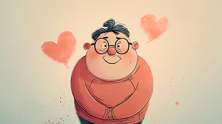 JPG 남자 일러스트 사랑 한명 상반신 성인 하트 디지털합성 아저씨 이웃 성인남자한명만 안경낌 편집소스 국내일러스트 AI일러스트 AI콘텐츠 모양 1 감정 안경 사람 남자한명만 성인남자만 파일형식