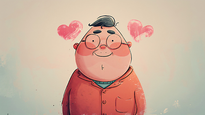 JPG 남자 일러스트 사랑 한명 상반신 성인 하트 디지털합성 아저씨 이웃 성인남자한명만 안경낌 편집소스 국내일러스트 AI일러스트 AI콘텐츠 모양 1 감정 안경 사람 남자한명만 성인남자만 파일형식