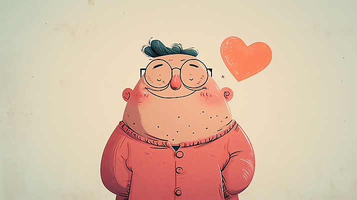 JPG 남자 일러스트 사랑 한명 상반신 성인 하트 디지털합성 아저씨 이웃 성인남자한명만 안경낌 편집소스 국내일러스트 AI일러스트 AI콘텐츠 모양 1 감정 안경 사람 남자한명만 성인남자만 파일형식