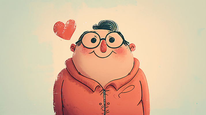 JPG 남자 일러스트 사랑 한명 상반신 성인 하트 디지털합성 아저씨 이웃 성인남자한명만 안경낌 편집소스 국내일러스트 AI일러스트 AI콘텐츠 모양 1 감정 안경 사람 남자한명만 성인남자만 파일형식