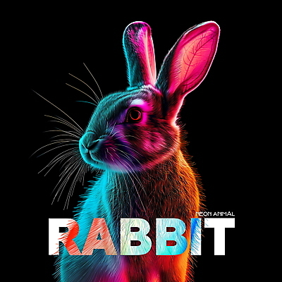 PSD 동물 편집이미지 디자인 사람없음 그래픽 빛 컬러풀 디지털 토끼 디지털합성 네온 편집소스 이미지편집 컬러 포유류 반려동물 파일형식
