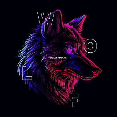 PSD 동물 편집이미지 디자인 사람없음 그래픽 빛 컬러풀 디지털 디지털합성 네온 늑대 편집소스 이미지편집 컬러 포유류 파일형식
