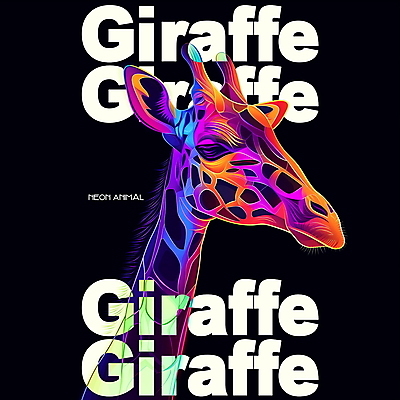 PSD 동물 편집이미지 디자인 사람없음 그래픽 빛 컬러풀 디지털 기린 디지털합성 네온 편집소스 이미지편집 컬러 포유류 파일형식