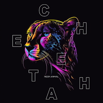 PSD 동물 편집이미지 디자인 사람없음 그래픽 빛 컬러풀 디지털 디지털합성 네온 치타 편집소스 이미지편집 컬러 포유류 파일형식