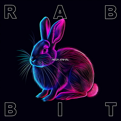 PSD 동물 편집이미지 디자인 사람없음 그래픽 빛 컬러풀 귀여움 디지털 토끼 디지털합성 네온 편집소스 이미지편집 컬러 컨셉 포유류 반려동물 파일형식
