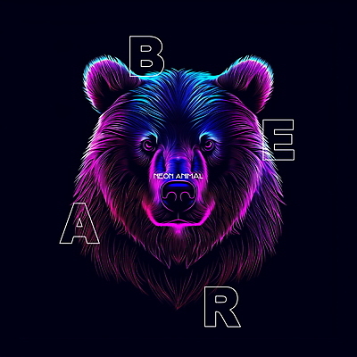 PSD 동물 편집이미지 디자인 곰 사람없음 그래픽 빛 컬러풀 디지털 디지털합성 네온 편집소스 이미지편집 컬러 포유류 파일형식