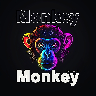 PSD 동물 편집이미지 디자인 사람없음 그래픽 빛 컬러풀 디지털 원숭이 디지털합성 네온 편집소스 이미지편집 컬러 포유류 파일형식