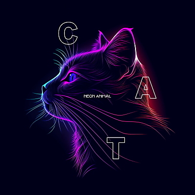 PSD 동물 편집이미지 디자인 사람없음 그래픽 빛 컬러풀 디지털 고양이 디지털합성 네온 편집소스 이미지편집 컬러 포유류 반려동물 파일형식