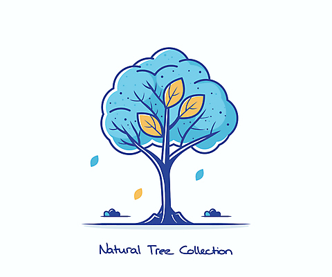 나무 하늘색 낙엽 일러스트 자연 나뭇잎 한그루 잔디 타이포그라피 사람없음 분위기 국내일러스트 AI파일 식물 문자 1 컨셉 잎 파란색 생태계 파일형식 벡터
