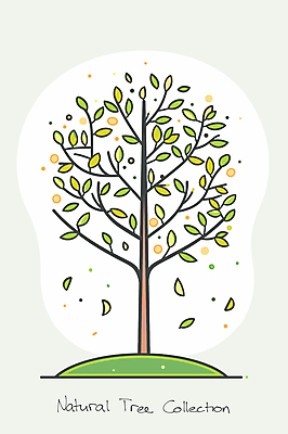나무 일러스트 자연 나뭇잎 한그루 잔디 타이포그라피 사람없음 분위기 국내일러스트 AI파일 식물 문자 1 컨셉 잎 생태계 파일형식 벡터