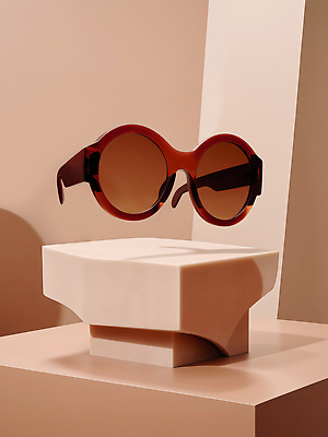 JPG 편집이미지 잡화 패션 사람없음 선글라스 갈색 우아함 디지털합성 단상 편집소스 편집실사 AI컴퓨터그래픽 AI콘텐츠 안경 컬러 컨셉 CG 파일형식