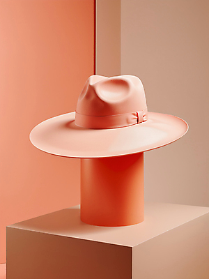 JPG 편집이미지 모자 잡화 패션 사람없음 우아함 디지털합성 단상 편집소스 코랄 편집실사 AI포토 AI콘텐츠 컬러 컨셉 CG 파일형식