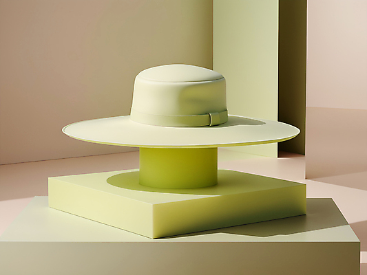 JPG 편집이미지 모자 잡화 패션 사람없음 연두색 우아함 디지털합성 단상 편집소스 편집실사 AI포토 AI콘텐츠 컨셉 초록색 CG 파일형식