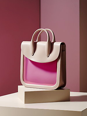 JPG 편집이미지 잡화 패션 분홍색 가방 사람없음 우아함 디지털합성 단상 베이지색 편집소스 편집실사 AI포토 AI콘텐츠 컬러 컨셉 CG 파일형식