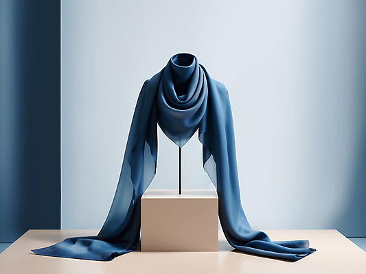 JPG 편집이미지 잡화 패션 사람없음 파란색 스카프 우아함 디지털합성 단상 편집소스 편집실사 AI포토 AI콘텐츠 컬러 컨셉 목도리 CG 파일형식