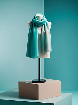 JPG 편집이미지 잡화 패션 사람없음 스카프 우아함 마네킹 디지털합성 단상 민트색 편집소스 편집실사 AI포토 AI콘텐츠 컬러 컨셉 목도리 CG 파일형식