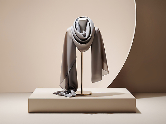 JPG 편집이미지 잡화 패션 사람없음 스카프 회색 우아함 마네킹 디지털합성 단상 베이지색 편집소스 편집실사 AI포토 AI콘텐츠 컬러 컨셉 목도리 CG 파일형식