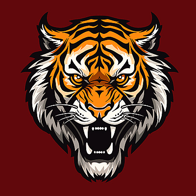 한마리 얼굴 야생동물 일러스트 사람없음 빨간색 호랑이 심볼 육식동물 국내일러스트 AI파일 동물 1 컬러 포유류 신체부위 파일형식 벡터