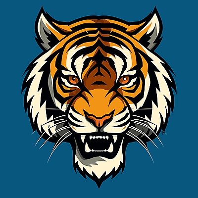 한마리 얼굴 야생동물 일러스트 사람없음 파란색 호랑이 심볼 육식동물 국내일러스트 AI파일 동물 1 컬러 포유류 신체부위 파일형식 벡터