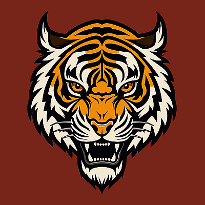 한마리 얼굴 야생동물 일러스트 사람없음 빨간색 호랑이 심볼 육식동물 국내일러스트 AI파일 동물 1 컬러 포유류 신체부위 파일형식 벡터