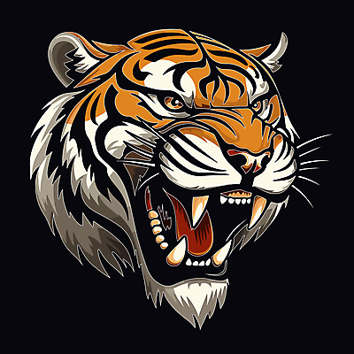 한마리 얼굴 야생동물 일러스트 사람없음 검은색 호랑이 심볼 육식동물 국내일러스트 AI파일 동물 1 컬러 포유류 신체부위 파일형식 벡터