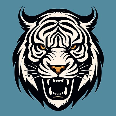 한마리 얼굴 야생동물 일러스트 사람없음 파란색 호랑이 심볼 육식동물 국내일러스트 AI파일 동물 1 컬러 포유류 신체부위 파일형식 벡터