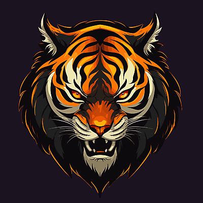 한마리 얼굴 야생동물 일러스트 사람없음 검은색 호랑이 심볼 육식동물 국내일러스트 AI파일 동물 1 컬러 포유류 신체부위 파일형식 벡터