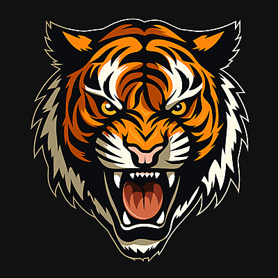 한마리 얼굴 야생동물 일러스트 사람없음 검은색 호랑이 심볼 육식동물 국내일러스트 AI파일 동물 1 컬러 포유류 신체부위 파일형식 벡터