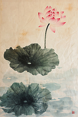 PSD 전통 일러스트 연꽃 수묵화 풍경 사람없음 연못 빈티지 동양화 연잎 국내일러스트 꽃 컨셉 잎 미술 파일형식