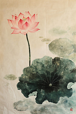 PSD 전통 일러스트 연꽃 수묵화 풍경 사람없음 연못 빈티지 동양화 연잎 국내일러스트 꽃 컨셉 잎 미술 파일형식