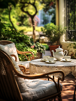JPG 편집이미지 꽃 쿠션 의자 탁자 티타임 휴식 따뜻함 사람없음 소풍 정원 봄 식탁보 차 포근함 찻잔 찻주전자 컵받침 디지털합성 편집실사 AI포토 AI콘텐츠 식물 계절 음료 가구 컨셉 주전자 잔 야외활동 감각 받침대 CG 파일형식