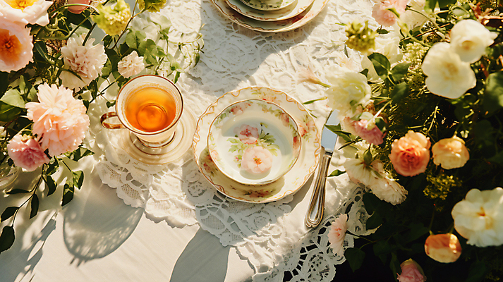 JPG 편집이미지 꽃 티타임 휴식 따뜻함 사람없음 소풍 정원 봄 나이프 차 포근함 찻잔 컵받침 디지털합성 편집실사 AI포토 AI콘텐츠 식물 식기 계절 음료 컨셉 잔 야외활동 감각 칼 받침대 CG 파일형식