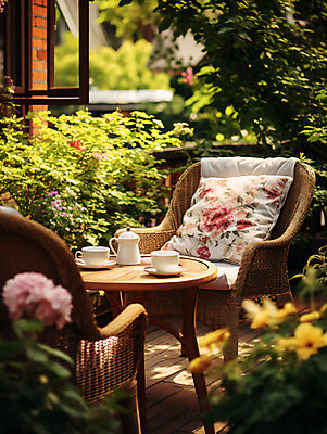 JPG 편집이미지 꽃 쿠션 의자 탁자 티타임 휴식 따뜻함 사람없음 소풍 정원 봄 차 포근함 찻잔 찻주전자 컵받침 디지털합성 편집실사 AI포토 AI콘텐츠 식물 계절 음료 가구 컨셉 주전자 잔 야외활동 감각 받침대 CG 파일형식
