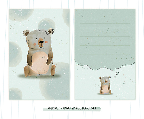 PSD 동물 동물캐릭터 말풍선 두마리 일러스트 곰 수채화 사람없음 세트 편지지 엽서 감성 민트색 국내일러스트 일러캐릭터 캐릭터 컬러 컨셉 2 포유류 편지 파일형식
