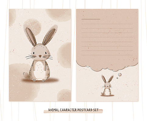 PSD 동물 분홍색 동물캐릭터 말풍선 두마리 일러스트 수채화 사람없음 세트 토끼 편지지 엽서 감성 국내일러스트 일러캐릭터 캐릭터 컬러 컨셉 2 포유류 반려동물 편지 파일형식