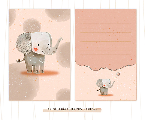 PSD 동물 동물캐릭터 말풍선 두마리 일러스트 코끼리 수채화 사람없음 세트 편지지 엽서 감성 코랄 국내일러스트 일러캐릭터 캐릭터 컬러 컨셉 2 포유류 편지 파일형식