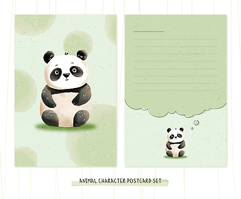 PSD 동물 동물캐릭터 말풍선 두마리 일러스트 수채화 사람없음 초록색 세트 판다 편지지 엽서 감성 국내일러스트 일러캐릭터 캐릭터 컬러 컨셉 2 곰 편지 파일형식