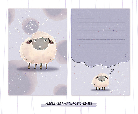 PSD 동물 동물캐릭터 말풍선 두마리 일러스트 수채화 사람없음 세트 보라색 양 편지지 엽서 감성 국내일러스트 일러캐릭터 캐릭터 컬러 컨셉 2 포유류 편지 파일형식