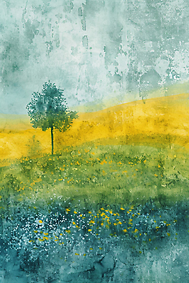 JPG 나무 꽃 백그라운드 일러스트 하늘 수채화 풍경 초원 사람없음 분위기 질감 번짐 국내일러스트 AI일러스트 AI콘텐츠 식물 컨셉 파일형식 효과