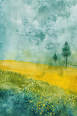 JPG 나무 꽃 백그라운드 일러스트 하늘 수채화 풍경 초원 사람없음 분위기 질감 번짐 국내일러스트 AI일러스트 AI콘텐츠 식물 컨셉 파일형식 효과