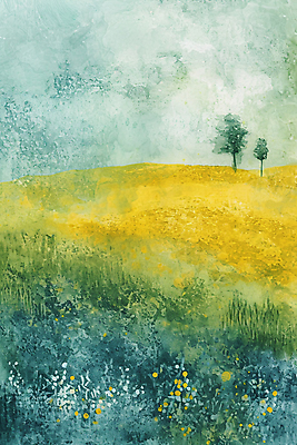 JPG 나무 꽃 백그라운드 일러스트 하늘 수채화 풍경 초원 사람없음 분위기 질감 번짐 국내일러스트 AI일러스트 AI콘텐츠 식물 컨셉 파일형식 효과