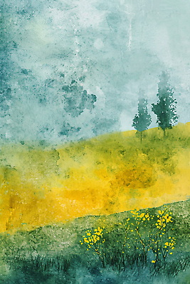 JPG 나무 꽃 백그라운드 일러스트 하늘 수채화 풍경 초원 사람없음 분위기 질감 번짐 국내일러스트 AI일러스트 AI콘텐츠 식물 컨셉 파일형식 효과