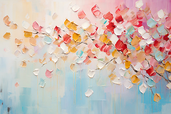 JPG 나무 꽃 백그라운드 일러스트 붓터치 사람없음 나뭇가지 분위기 질감 유화 유화물감 국내일러스트 AI일러스트 AI콘텐츠 식물 컨셉 미술 물감 파일형식