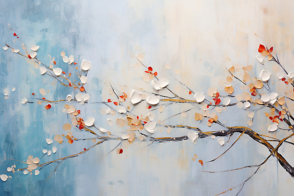 JPG 나무 꽃 백그라운드 일러스트 붓터치 사람없음 나뭇가지 분위기 질감 유화 유화물감 국내일러스트 AI일러스트 AI콘텐츠 식물 컨셉 미술 물감 파일형식