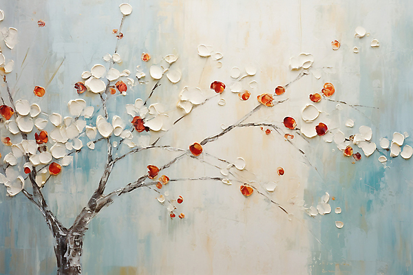 JPG 나무 꽃 백그라운드 일러스트 붓터치 사람없음 나뭇가지 분위기 질감 유화 유화물감 국내일러스트 AI일러스트 AI콘텐츠 식물 컨셉 미술 물감 파일형식