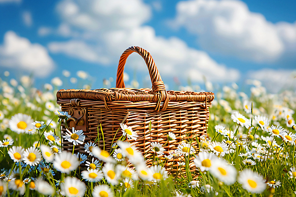 JPG 편집이미지 꽃 꽃밭 휴식 풍경 사람없음 일상 소풍 바구니 봄 화사함 편집실사 AI포토 AI콘텐츠 식물 계절 컨셉 라이프 야외활동 CG 파일형식