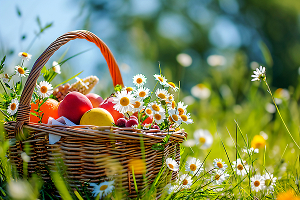JPG 편집이미지 꽃 꽃밭 과일 휴식 풍경 사람없음 일상 소풍 바구니 봄 화사함 편집실사 AI포토 AI콘텐츠 식물 계절 컨셉 라이프 야외활동 CG 파일형식